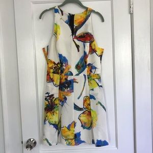 Milly White Floral Patterned Racerback Dress 10